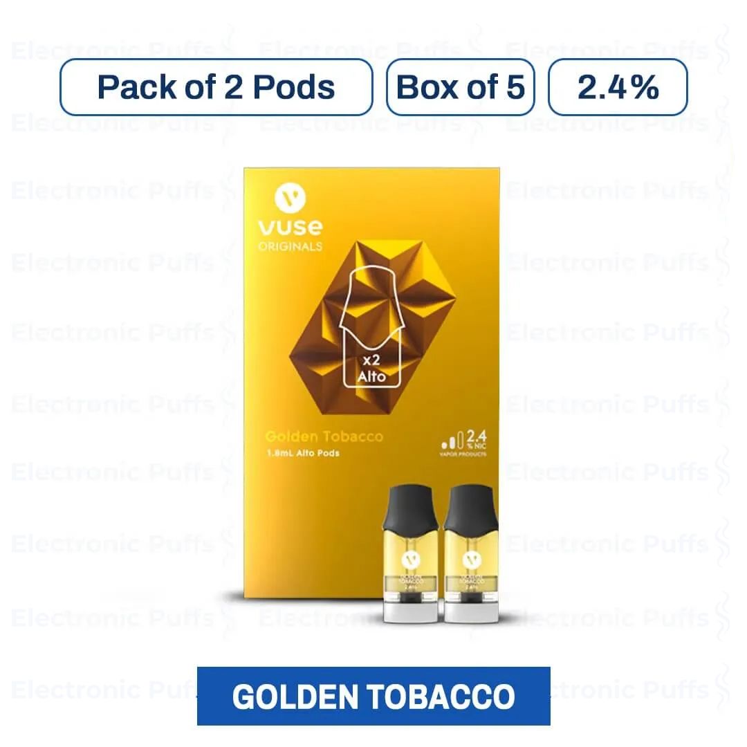 Buy Vuse ALTO Pods Golden Tobacco 2.4% – Box of 5 Online