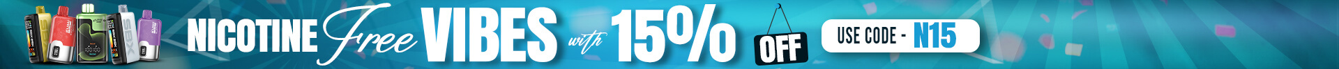 15% OFF Nicotine Free Vapes