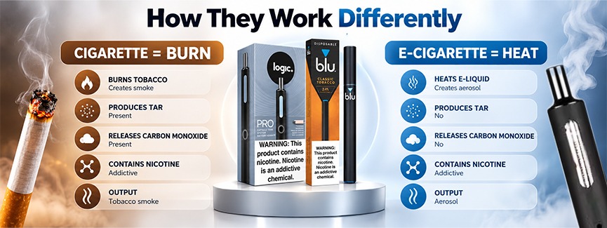 How E-Cigs and Traditional Cigarettes Work Differently
